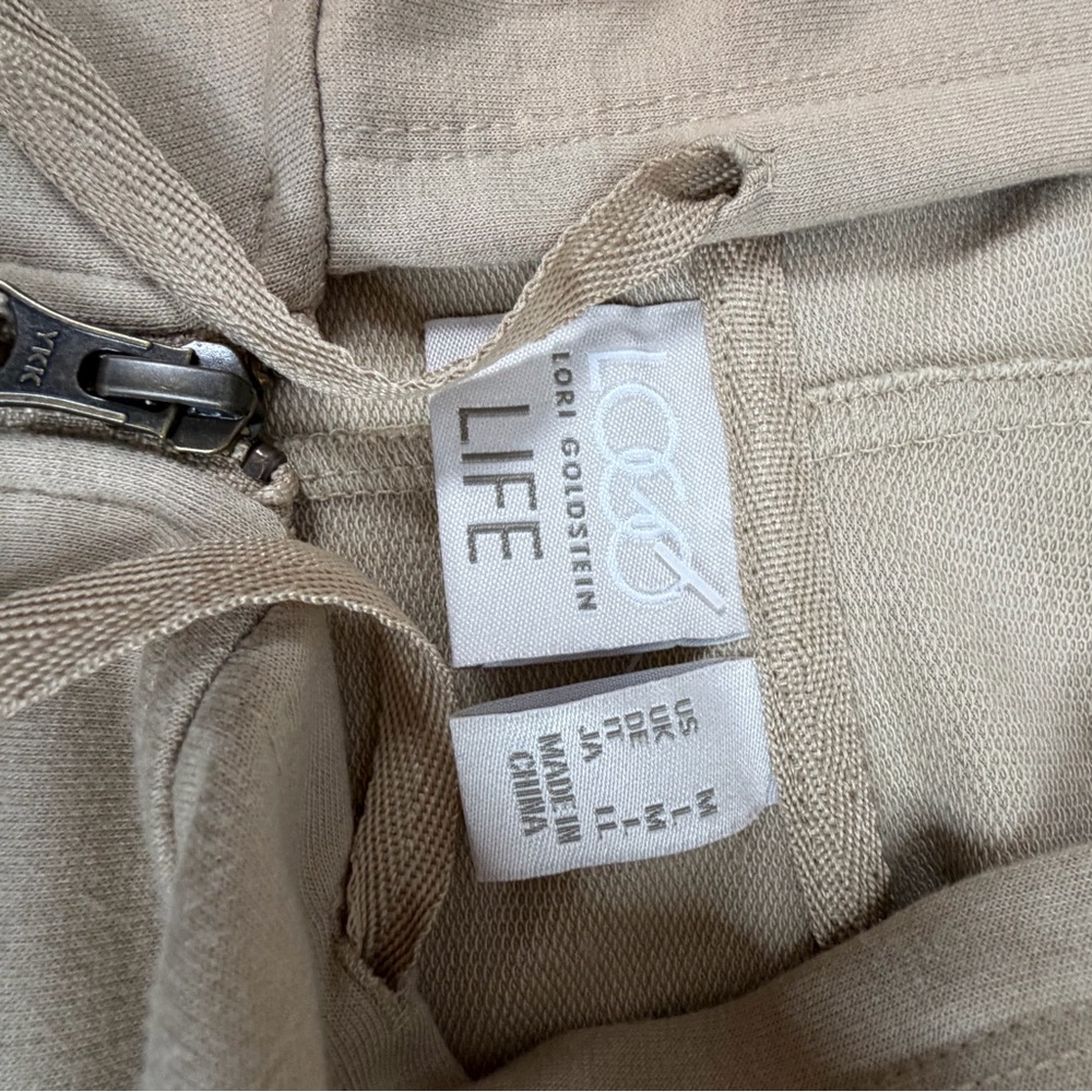 LOGO Lori Goldstein Hooded Zip-Up Medium Beige Jacket - Picture 6 of 11